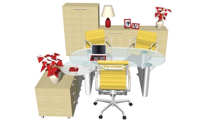 休闲办公室桌椅柜子 SU办公桌椅的设计与实用性