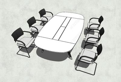 精品会议室办公室桌椅SU模型素材与办公家具定制