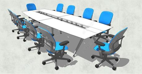 精品会议室办公室桌椅SU模型素材 提升办公环境设计效率